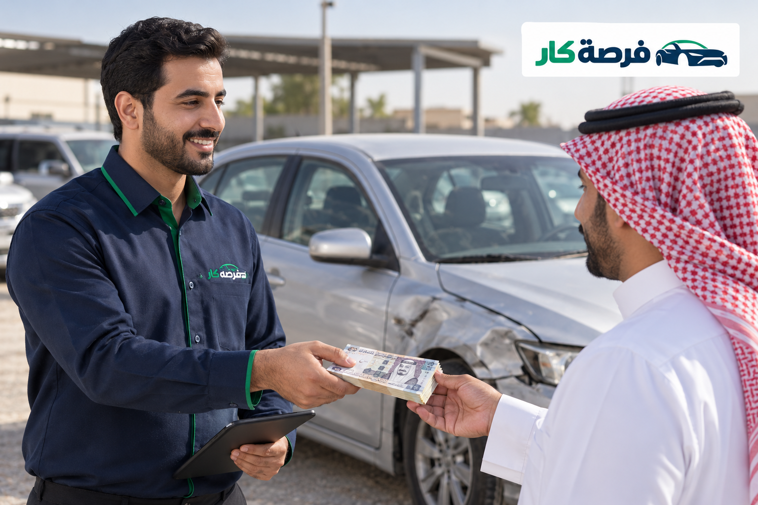 مندوب فرصة كار يسلّم العميل قيمة سيارته نقدًا